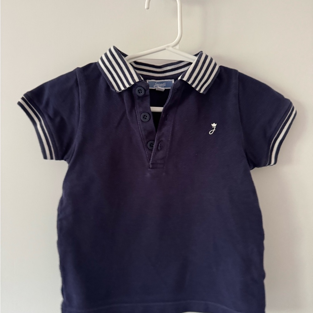 Jacadi 24M Blue and White Polo Shirt Classic Design
